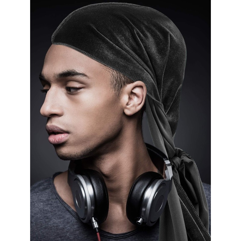 Tatuo 6 Gorros Durag de Terciopelo con Cola Larga y