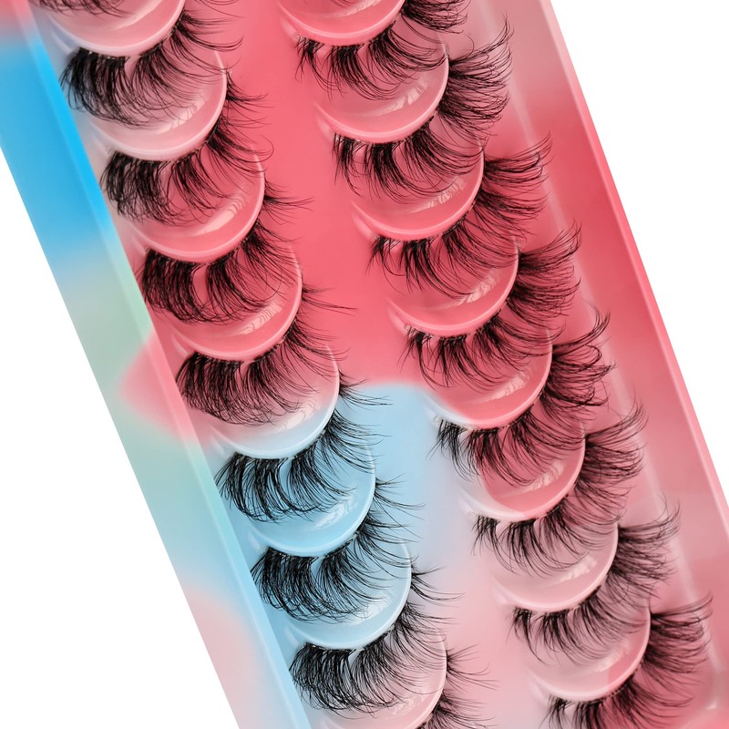 Half False Eyelashes 10 Pairs Clear Band Natural D Curl