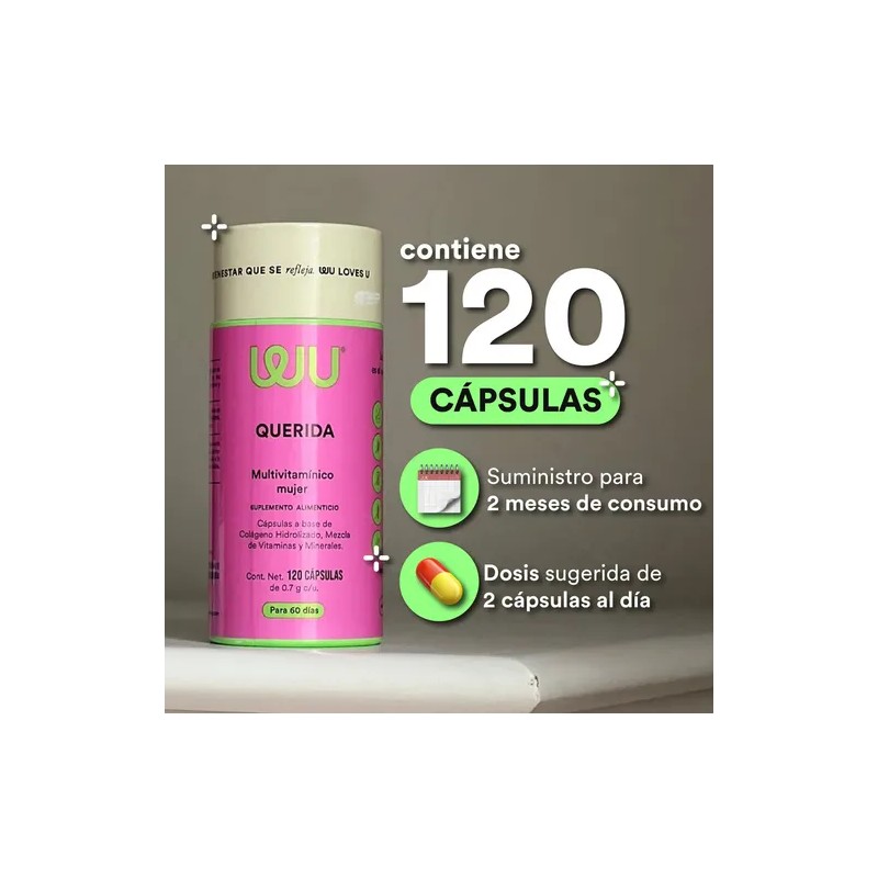 Suplemento Multivitaminico Mujer Querida Nutrition 120 Capsulas Colágeno Hidrolizado Vitaminas