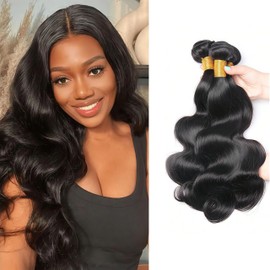 Schnell gewebtes Naturschwarz, 12A, Echthaar, 30,5 cm, 30,5 cm, Wellenbedingung, Körperwellen, 100% unbehandeltes brasilianisches Virgin-Echthaar, Extensions