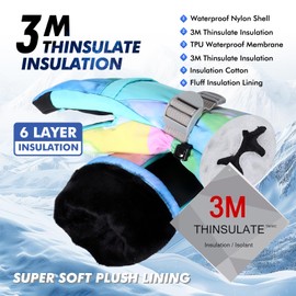 Pnosnesy Ski Gloves, Warmest Waterproof and Breathable Snow Gloves for Cold Weather, Fits Both Men & Women,for Parent Child Outdoor