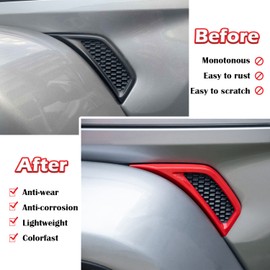 Bonbo Hood Vents & Engine Hood Hinge & Side AC Vent Outlet Trim Exterior Accessories fit for Jeep Wrangler JL JLU Sports Sahara Freedom Rubicon Unlimited Gladiator JT 2018-2023 11PCS (Red)