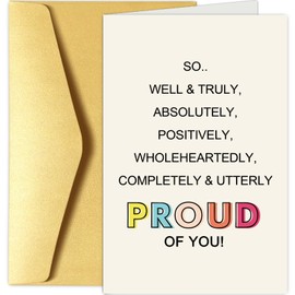 Chenive So Proud Of You Card, Graduation Card, Congratulations on Grad Card, Congrats Card, New Job Card, Promotion Card, Well Done Card