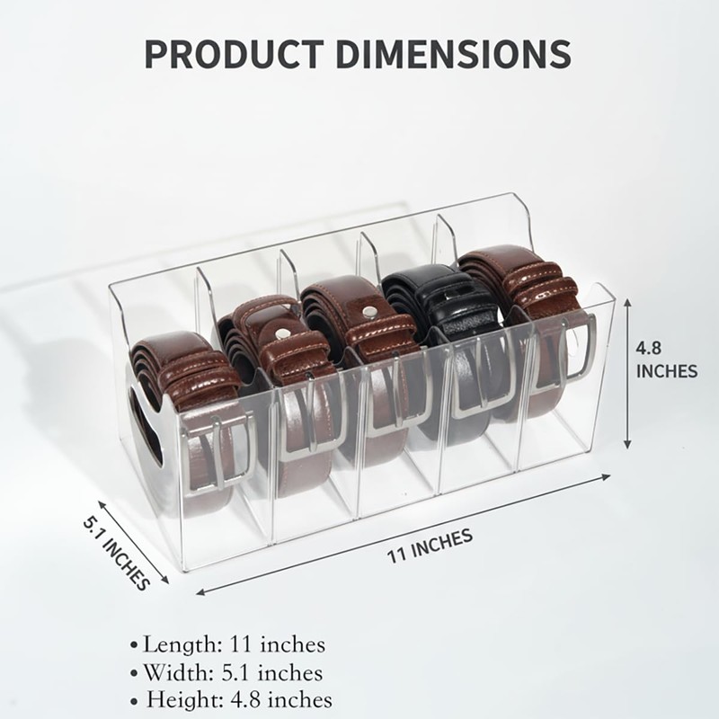 Hualinsyi Belt Organizers 2-Pack Clear with Removable Dividers - 5