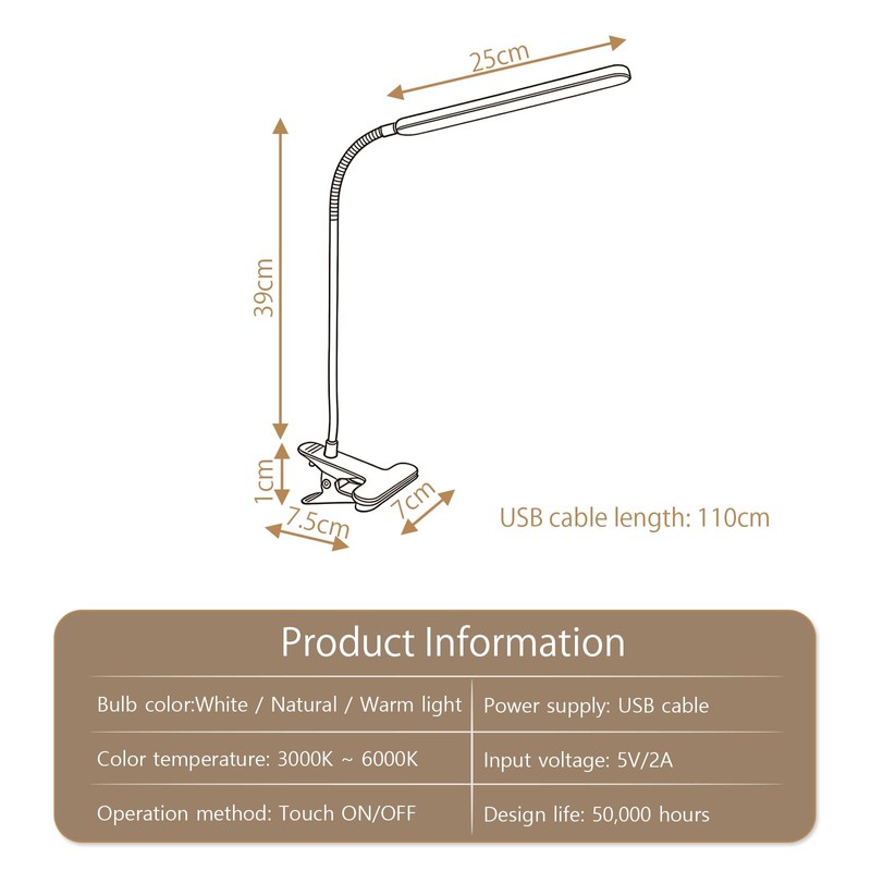 H HNMA HN LED Desk Lamp with Clamp for Reading,Nail