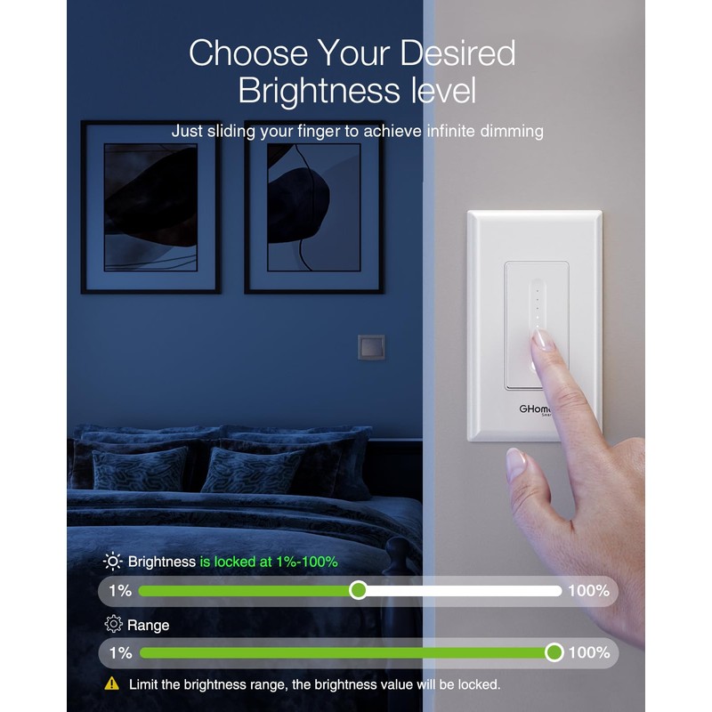 GHome Smart 3 Way Dimmer Smart Switch Can Work Separately