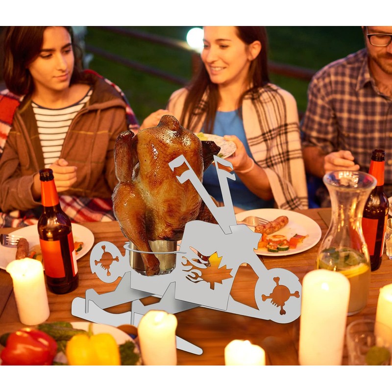 Zhiwei Motorcycle Beer Can Chicken Holder for Grill, Portable Beer