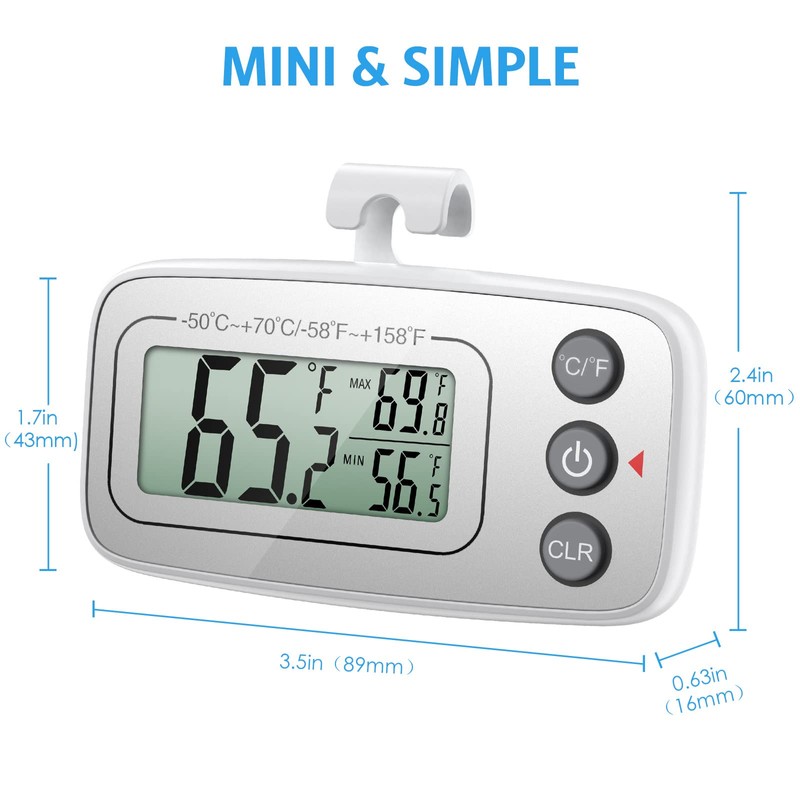 (New Version) AMIR Rridge Thermometer, Max/Min Function Refrigerator Thermometer with