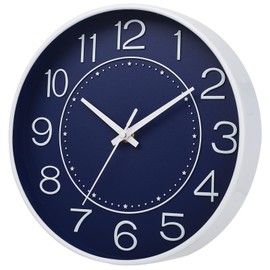 HZDHCLH Wall Clock, Quiet, Continuous Second Hand, Simple, Small, Diameter 9.8 inches (25 cm), Indoor Wall Clock, Easy to Read 3D Numbers for Bedroom, Home, School, Office (Navy Blue)