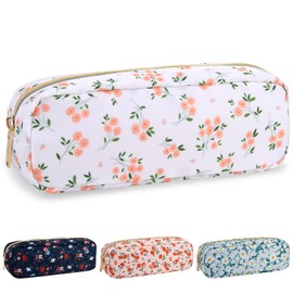 izuzta - Bolsa de maquillaje floral grande y pequeña de nailon para viaje, Blanco (White-Floral), Delgado, Casual
