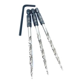 FTG USA Maximum Torque 3 Piece Same Size 3/16" (#10) Replacement Wood Countersink Set Tapered Drill Bit Only and Hex Wrench - Woodworking Taper HSS Bits Secured with Pin