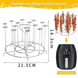 Techson Air Fryer Skewer Stand, Stainless Steel Kebab Grill Rack Holder, Air Fryer Accessories for Instant Pot 8 Qt