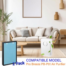 PB-P01 Replacement Filter for Pro Breeze PB-P01 Air Purifier, 4 IN 1, H14 True HEPA Filter with High-efficiency Activated Carbon Filter Pre-filter and Cold Catalysis, Part # PB-P01F, 2 Pack