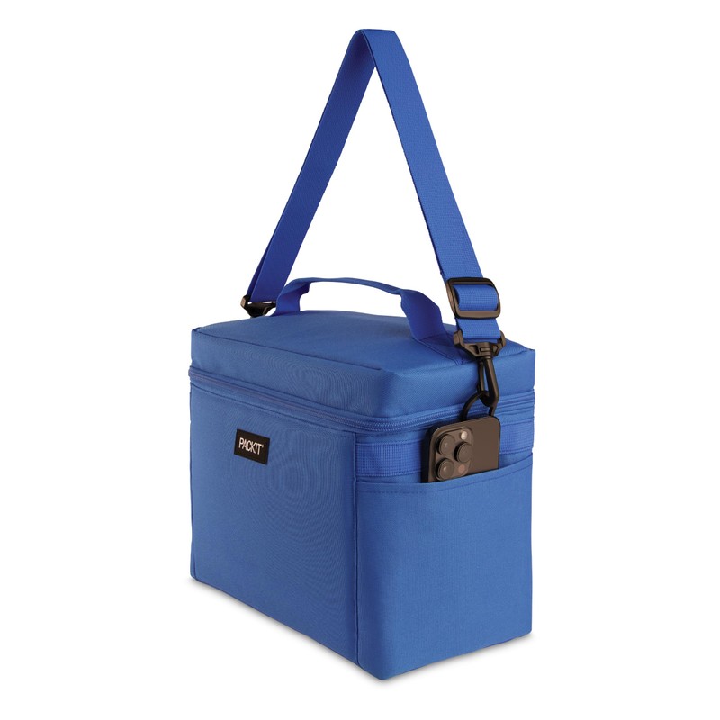 PackIt Freezable Newport Cooler, Azure Blue, Collapsible, Reusable, Built with