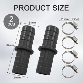 2 Sets Washing Machine Drain Hose Connector, Dishwasher Pipe Connector with 4 Hose Metal Clamps for All Washing Machines, Dryers, Dishwashers and Various Other Hoses