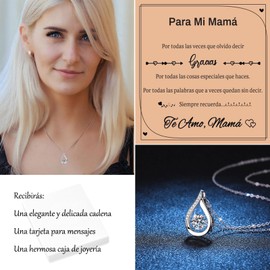 Collar con colgante, Joyería de plata 925 mujer, Collar con dije de gota de agua, Elegante Joyería para Mujer Accesorio, Regalo para mamá, Novia, Esposa, Fiestas, Bodas y Aniversarios