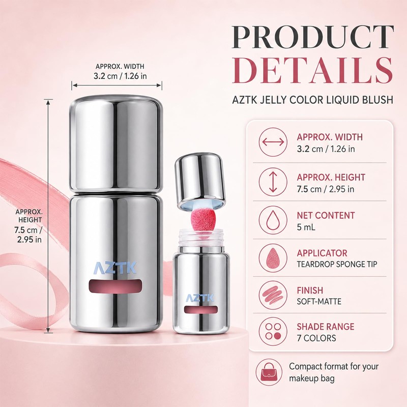 Liquid Blush, Aztk Jello Color Liquid Blush, Concealer with Sponge