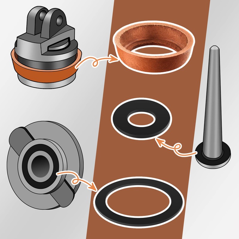Photect 2 Sets Handle Pump Replacement Parts Leather Seal Kit