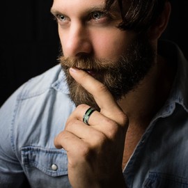 Truly Alpha Tungsten Magic of The Rings Ring - 6mm, Blue With Silver Beveled Edges | Mens Tungsten Carbide Wedding Bands | Men Tungsten Carbide Ring | Polished Blue Ring for Men Size 11