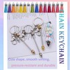 15 Pcs Beaded Keychain Making Kit,Metal Blank Silver Beaded Keychain