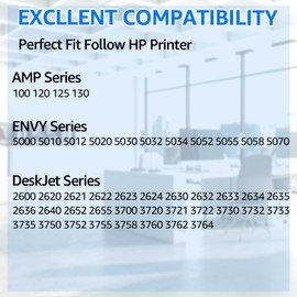 USUPERINK Remanufactured 65XL High Yield Ink Cartridge Replacement for HP 65 65XL N9K03AN Compatible with AMP 120 125 DeskJet 2620 3700 3720 Envy 5000 5032 Printer (Tri-Color, 2 Pack)