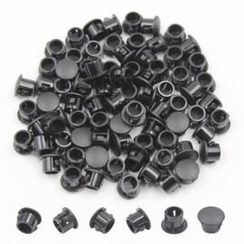 BOPOREAE 80PCS 1/4 in/6 mm Plastic Hole Plugs Black, Flush Type Panel Plugs Snap in Locking Hole Tube Plug Knockout Seal Steel Furniture Cabinet Fencing Post Pipe Insert End Caps