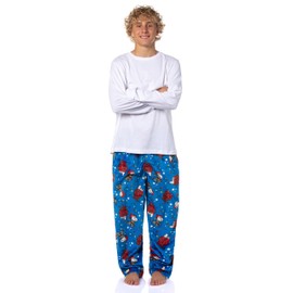 Snoopy Pajama Pants Peanuts Snoopy Holiday Doghouse Lights Christmas Soft Sherpa Fleece Men's Lounge Pajama Pants (Medium)