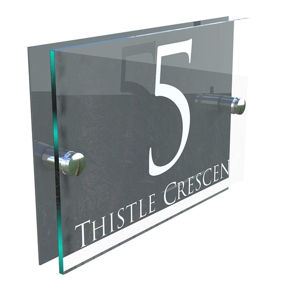 House Sign Modern Glass Effect Acrylic Door Number Name Road