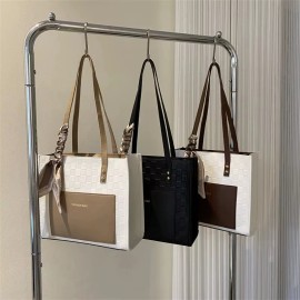 Hot Selling Factory Wholesale Woman Large Capacity Tote Bag With Silk Ribbon Fashion Unisex Ladies Bales Bags Women Handbagscolor: Golden 28.5*24*10cm