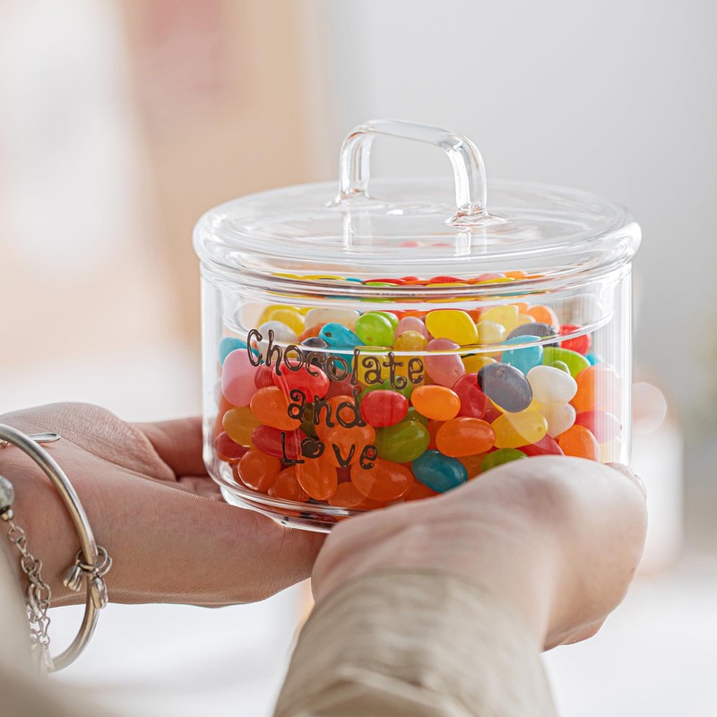 Glass Candy Dish with Lid Covered Candy Bowl Decorative Cookie