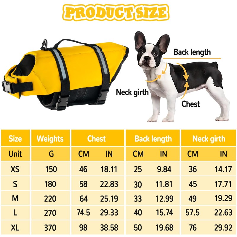 FainFun Dog Life Jacket, Orange, for Small and Large Dogs,