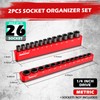 2-Piece 1/4"-Drive Metric Magnetic Socket Organizer Set (Holds 26 Sockets)