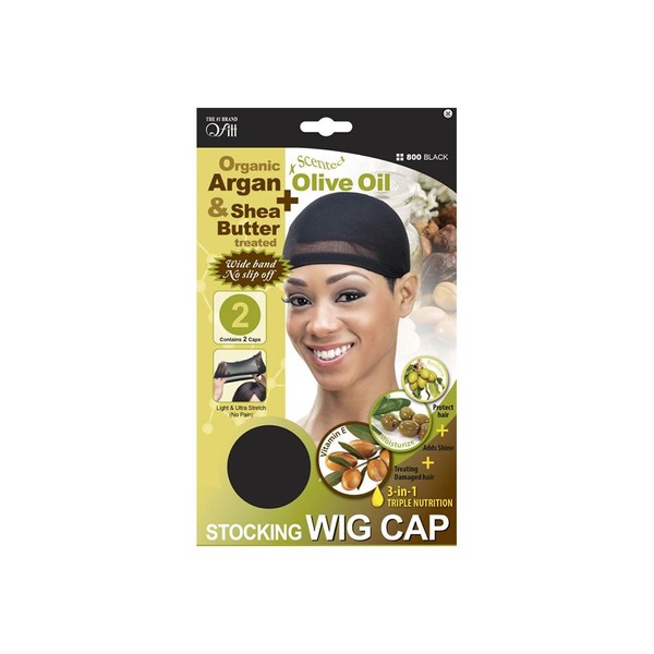 Organic Stocking Wig Cap (Olive Oil, Tea-tree Oil Treated Product) Black Color 2pcs