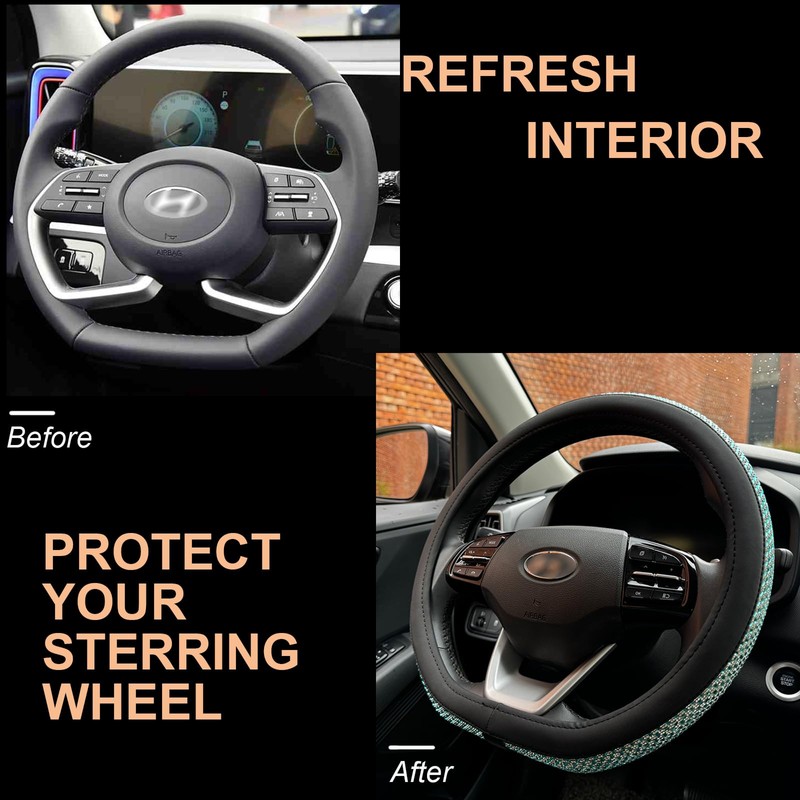 PINCTROT D Shaped Bling Comfy Steering Wheel Cover with Jumbo