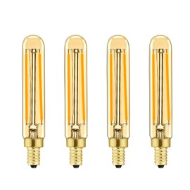 LDCHIUEN E12 LED Bulb Dimmable 2W Long Filament 25 Watt E12 Candelabra Edison Style T20 T6 Tubular Vintage LED Light Bulb Amber Warm White 2200K AC120V 250LM Light Bulb 4pcs