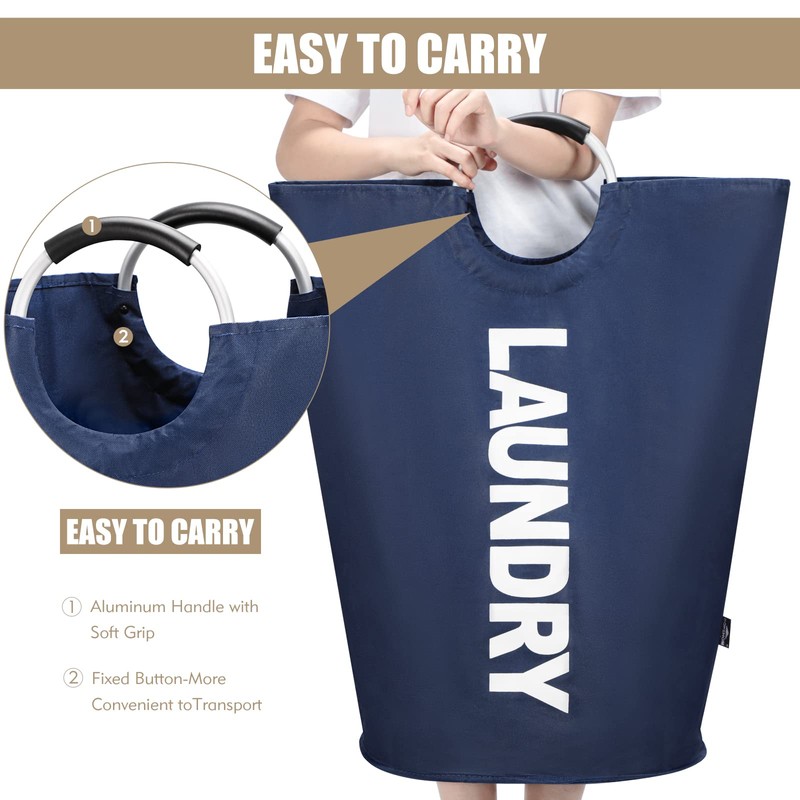 DOKEHOM 90L Large Laundry Basket, Collapsible Laundry Bag, Freestanding Tall