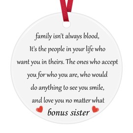 Bonus Sister Gifts Christmas Ornaments Unbiological Sister Gifts for Women Friendship Gifts Sister in Law Gifts for Women Step Sister Ceramic Hanging Ornament Gifts Sister in Law Wedding Gifts