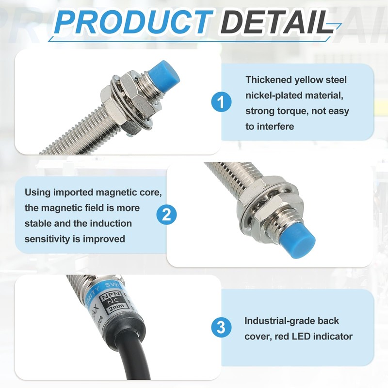 sourcing map 2Pcs Inductive Proximity Sensor,NPN NC M18 DC 6-36V