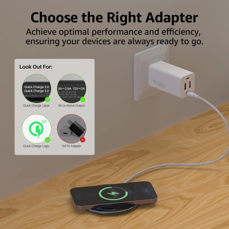 TOZO 15W Max Wireless Charger, Qi Certified Fast Wireless Charging