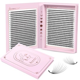 Lunamoon Prefabricated Fan Eyelashes, 10D Fan Eyelashes, 800 Fans Volume, Premade Fans, Ready-Made Eyelash Fans, Eyelash Extension, Volume Eyelashes (10D-0.07-C, 8-15 mm)