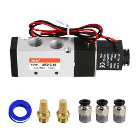 RIH Pneumatics Solenoid Valve 4V310-10 12V/24V/110V Series Single Coil Pilot-Operated Electric 2 Position 5 Way Connection Type (AC110V/Out of line, 3/8"NPT)