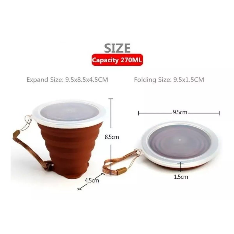 Veraly Vaso De Silicona Plegable Con Tapa Y Correa Portátil
