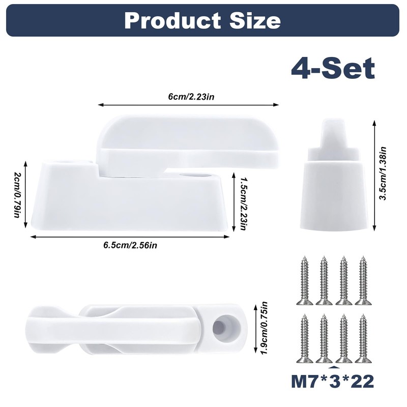 4 Pack Sash Jammers Blocker Window Locks, Strong Window Handles