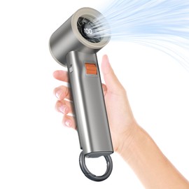 Portable Mini Fan with Digital Display, Handheld Design, LED Temperature Screen, Cooling Device with Hanging Ring(golden)