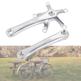 Bicycle Crank Arm Set BCD130mm Crank Single 170mm Crankset Bicycle Crankarm Black Crankset Aluminum Crank Single Speed Road Bike Mountain Bike Silver