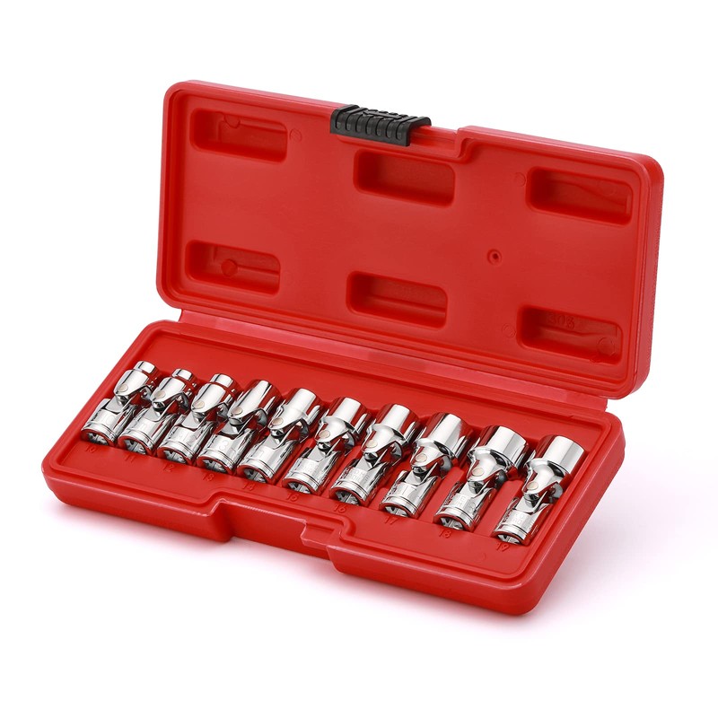 EMENTOL 10PCS 3/8" Drive Universal Joint Socket Set, 6 Point,
