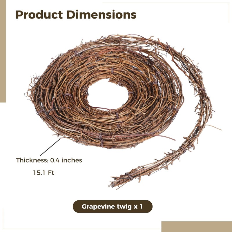 1 PCS Natural Grapevine Twig Vines, 15 Ft Craft Garland