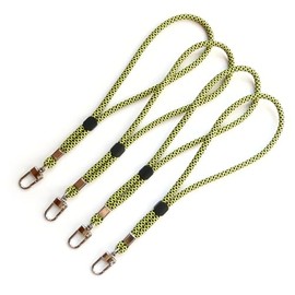 trage.band® Short Adjustable Wrist Strap with Carabiner Hook, Pack of 4, Black/Yellow