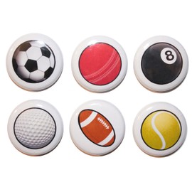 Sports Ball Circle Fridge Magnet Gift Set (25 mm) - Made in UK - by Button Zombie