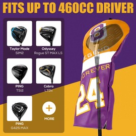 LZFAN Golf Club Head Covers Driver Fairway Wood Hybrid Mallet Blade Putter Golf Club Headcover Protector Embroidered Leather No.24